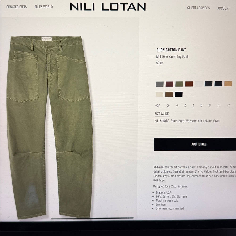 Nili Lotan Olive Cargo Pants - Picture 4 of 6